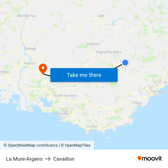 La Mure-Argens to Cavaillon map