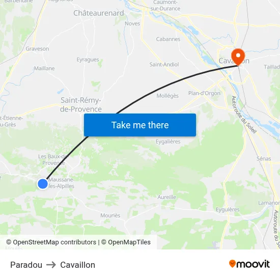 Paradou to Cavaillon map