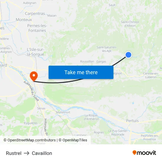Rustrel to Cavaillon map