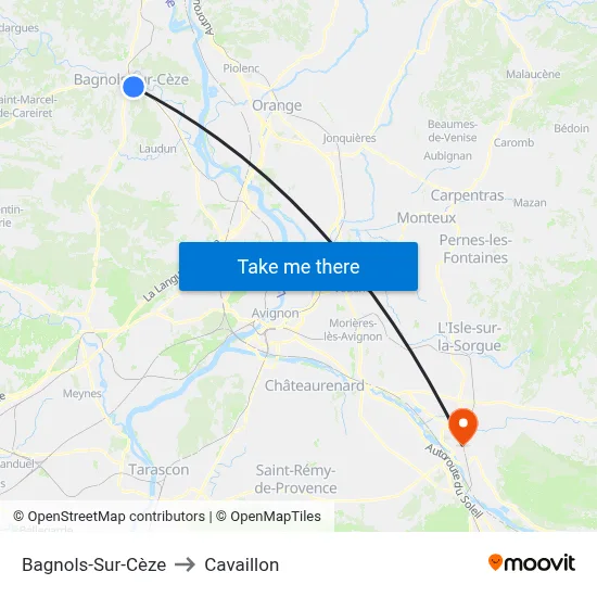 Bagnols-Sur-Cèze to Cavaillon map