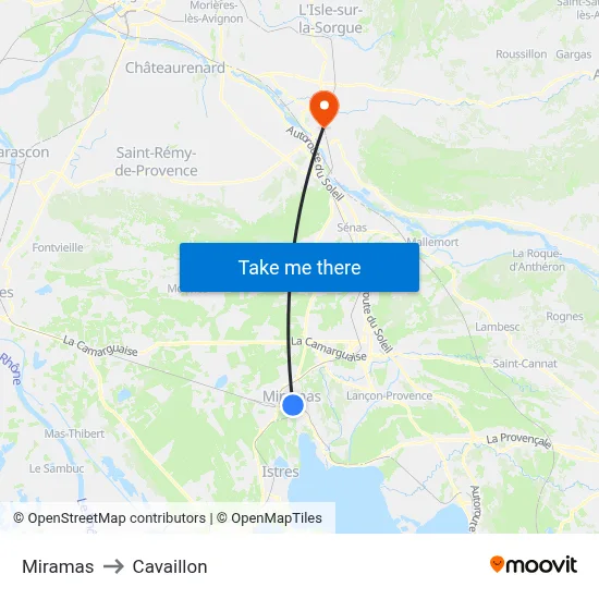 Miramas to Cavaillon map