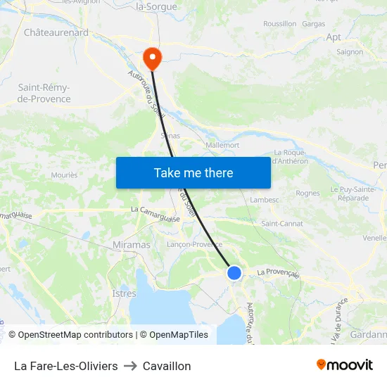 La Fare-Les-Oliviers to Cavaillon map