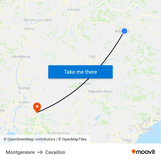 Montgenèvre to Cavaillon map