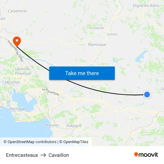 Entrecasteaux to Cavaillon map