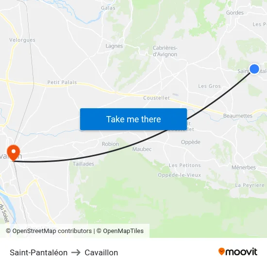Saint-Pantaléon to Cavaillon map