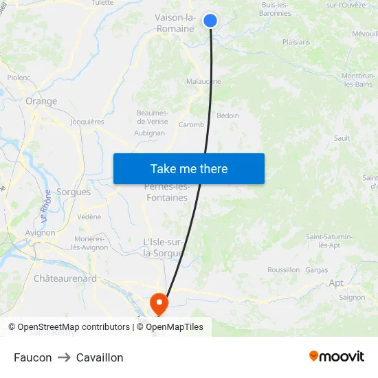 Faucon to Cavaillon map