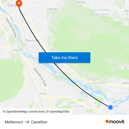 Mallemort to Cavaillon map