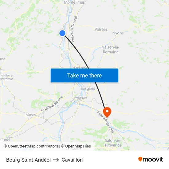 Bourg-Saint-Andéol to Cavaillon map
