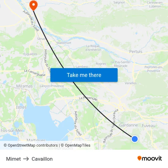 Mimet to Cavaillon map