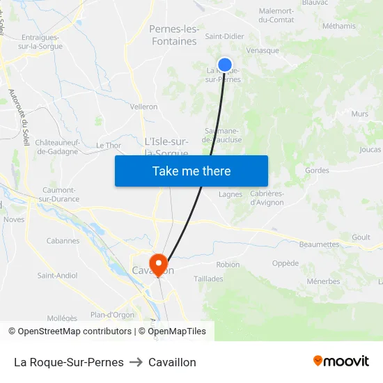 La Roque-Sur-Pernes to Cavaillon map