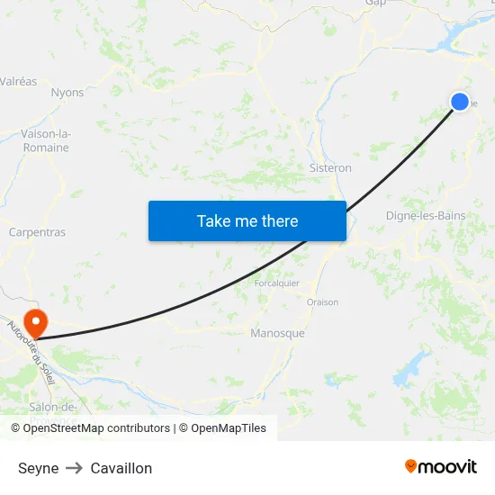 Seyne to Cavaillon map