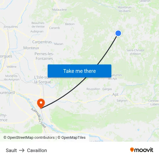 Sault to Cavaillon map