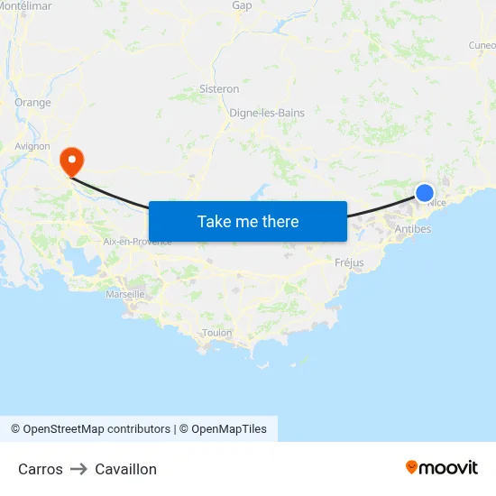 Carros to Cavaillon map