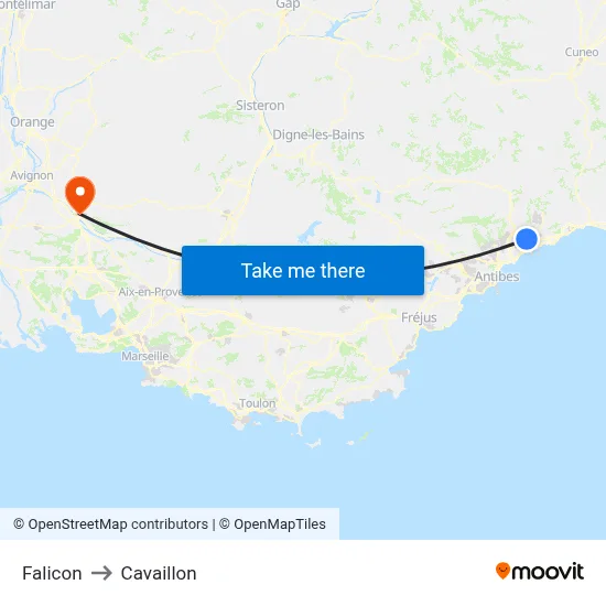 Falicon to Cavaillon map
