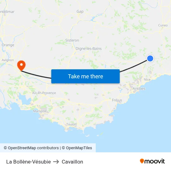 La Bollène-Vésubie to Cavaillon map