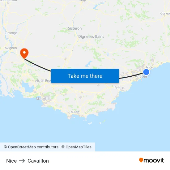 Nice to Cavaillon map