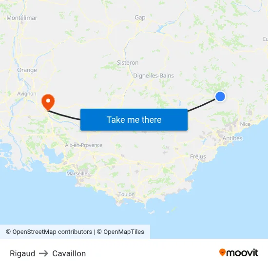 Rigaud to Cavaillon map