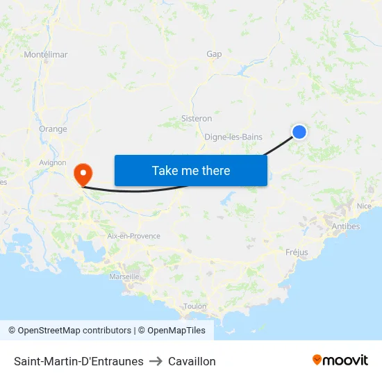 Saint-Martin-D'Entraunes to Cavaillon map