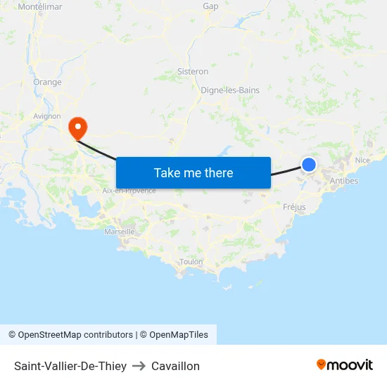 Saint-Vallier-De-Thiey to Cavaillon map