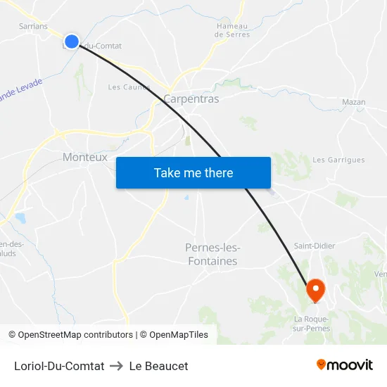 Loriol-Du-Comtat to Le Beaucet map