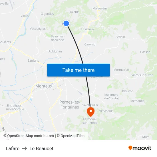 Lafare to Le Beaucet map