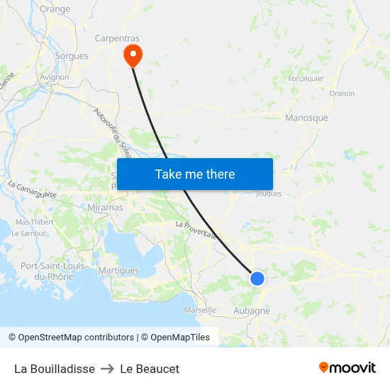 La Bouilladisse to Le Beaucet map