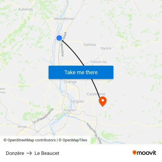Donzère to Le Beaucet map