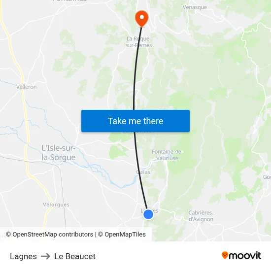 Lagnes to Le Beaucet map
