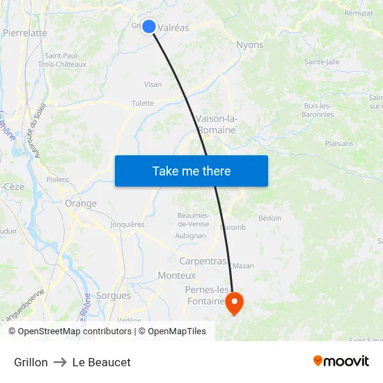 Grillon to Le Beaucet map