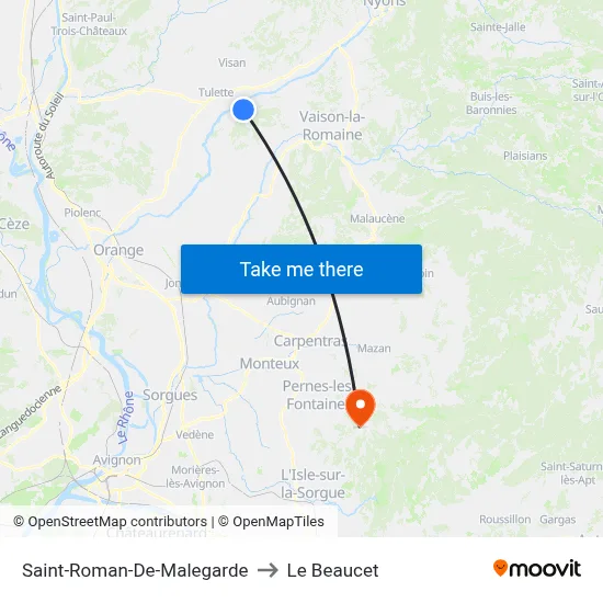 Saint-Roman-De-Malegarde to Le Beaucet map