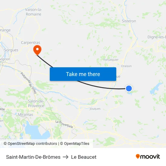 Saint-Martin-De-Brômes to Le Beaucet map