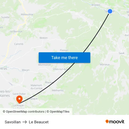 Savoillan to Le Beaucet map