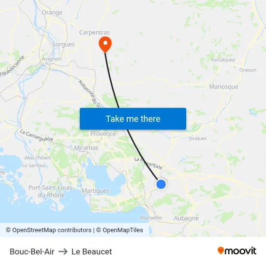 Bouc-Bel-Air to Le Beaucet map