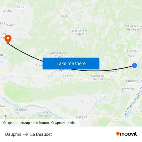 Dauphin to Le Beaucet map