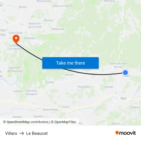 Villars to Le Beaucet map
