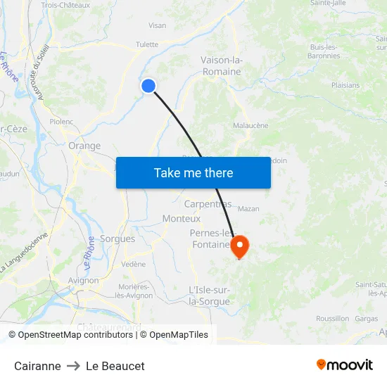 Cairanne to Le Beaucet map