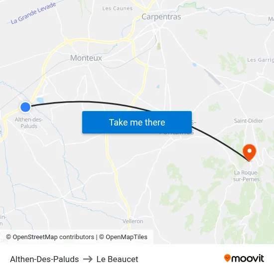 Althen-Des-Paluds to Le Beaucet map