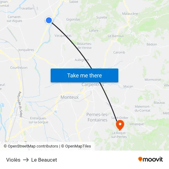 Violès to Le Beaucet map