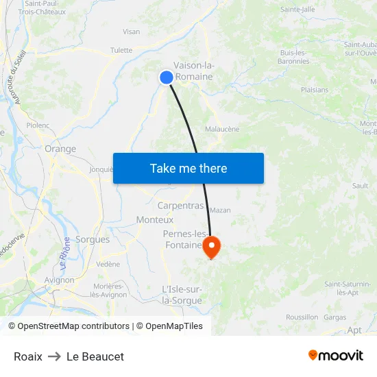 Roaix to Le Beaucet map