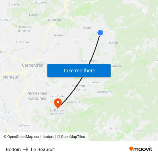 Bédoin to Le Beaucet map