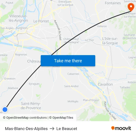 Mas-Blanc-Des-Alpilles to Le Beaucet map