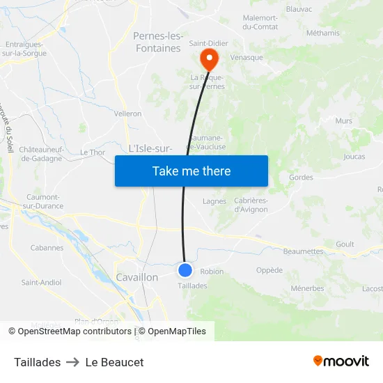 Taillades to Le Beaucet map