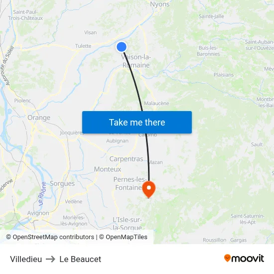 Villedieu to Le Beaucet map