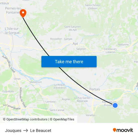 Jouques to Le Beaucet map