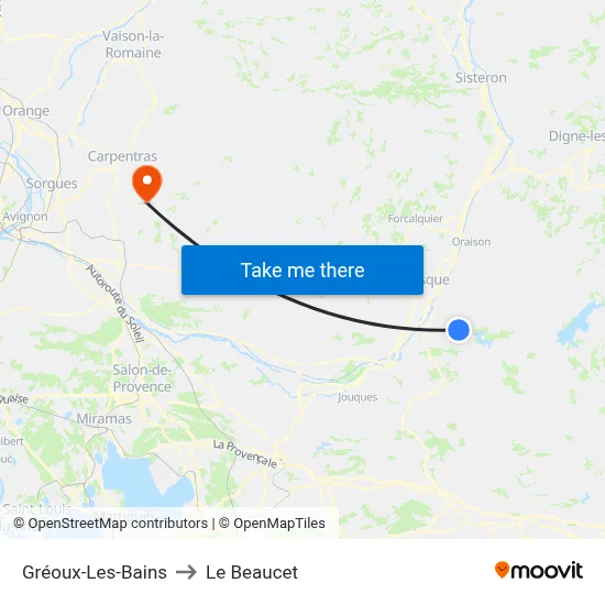 Gréoux-Les-Bains to Le Beaucet map