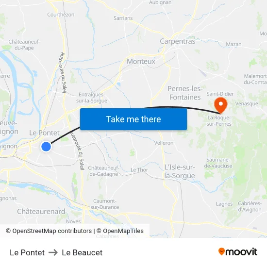 Le Pontet to Le Beaucet map