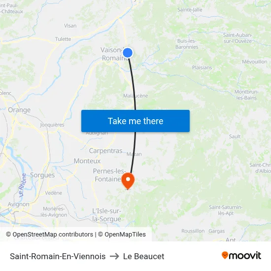 Saint-Romain-En-Viennois to Le Beaucet map