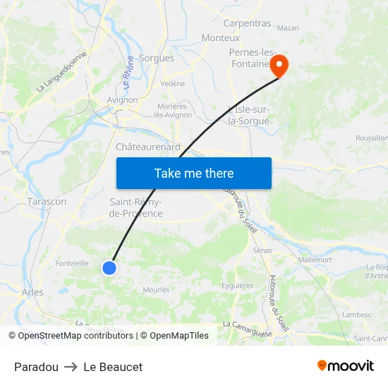 Paradou to Le Beaucet map