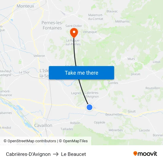 Cabrières-D'Avignon to Le Beaucet map