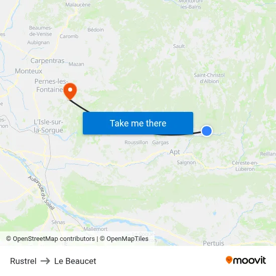 Rustrel to Le Beaucet map